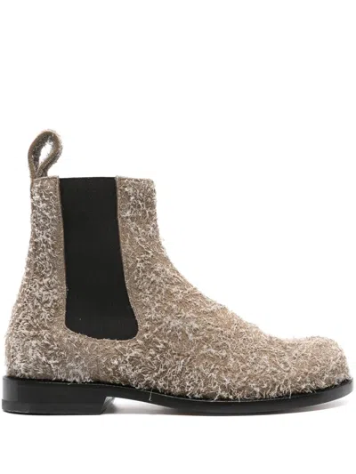 Loewe Textured Round-toe Boots In Green
