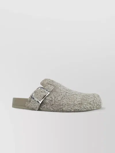 Loewe Textured Surface Slip-on Slippers In Gray