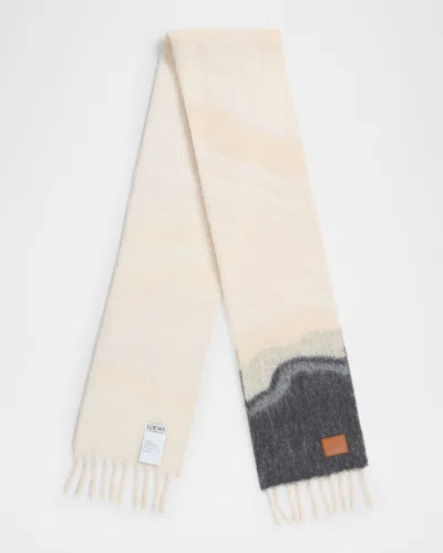 LOEWE TEXTURED WOOL-BLEND FRINGE SCARF