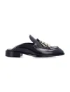 Loewe Black Leather Edge Slippers In Black