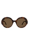 Loewe Thin 52mm Round Sunglasses In Dark Havana / Brown