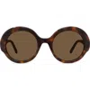 Loewe Thin 52mm Round Sunglasses In Dark Havana/brown