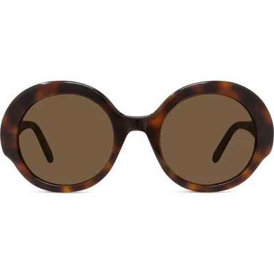 Loewe Thin 52mm Round Sunglasses In Dark Havana/brown