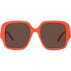 Loewe Slim Square Sunglasses, 54mm In Shiny Orange/brown