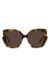 Loewe Thin 55mm Geometric Sunglasses In Dark Havana/brown