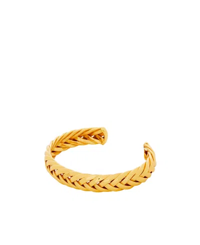 Loewe Thin Braided Cuff In Sterling Silver In Gold