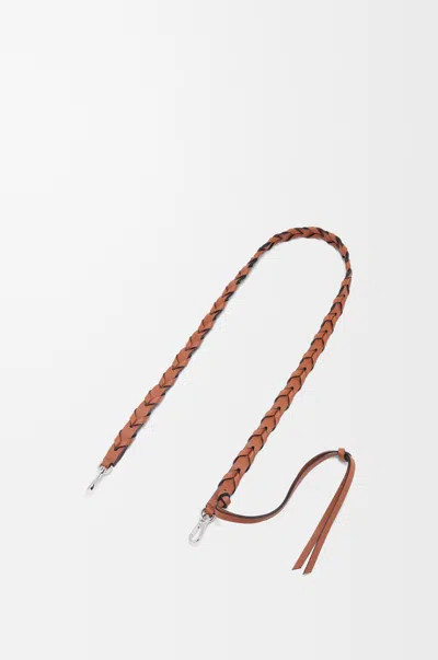 Loewe Thin Braided Strap In Classic Leather Skin For Woman In Brown