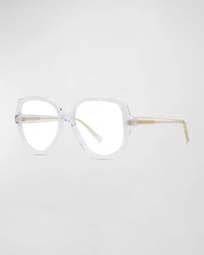 Loewe Thin Geometric Acetate Round Glasses In White