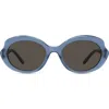 Loewe Thin Mini 54mm Oval Sunglasses In Shiny Light Blue/brown