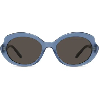 Loewe Thin Mini 54mm Oval Sunglasses In Shiny Light Blue/brown
