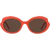 Loewe Thin Mini 54mm Oval Sunglasses In Shiny Orange / Brown