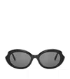 Loewe Thin Mini Oval Sunglasses In Black