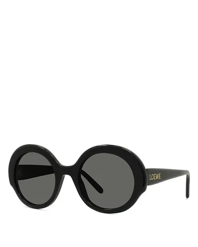 Loewe Thin Round Sunglasses, 52mm In Black/gray Solid