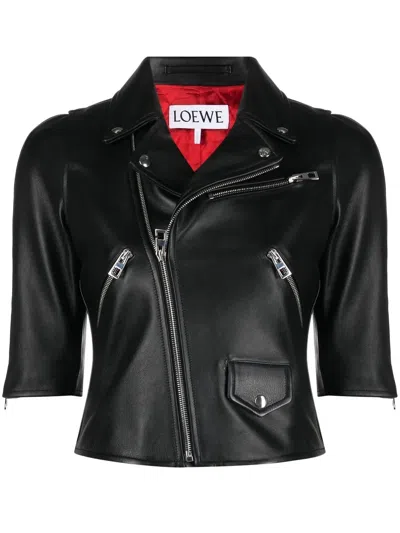 Loewe Short Biker Jacket In Black