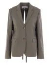 Loewe Tie-back Wool Blazer In Brown