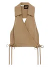 Loewe Wrap Top In Viscose And Linen In Brown