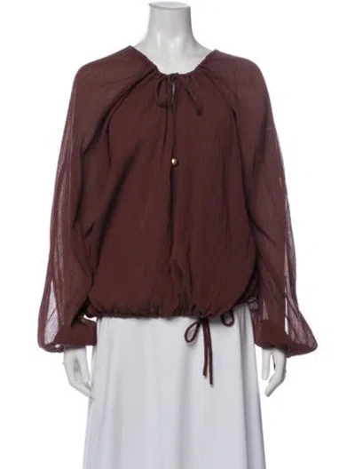 Pre-owned Loewe Tie Neck Long Sleeve Blouse In Multi