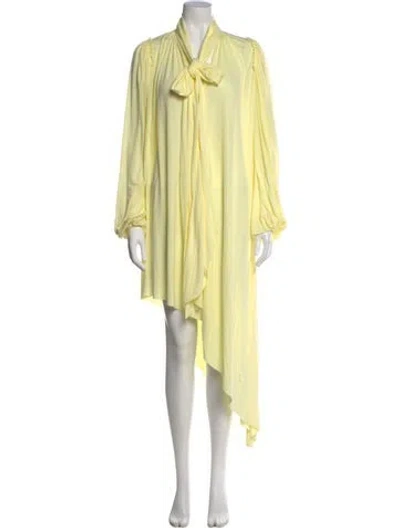 Pre-owned Loewe Tie Neck Mini Dress In Yellow