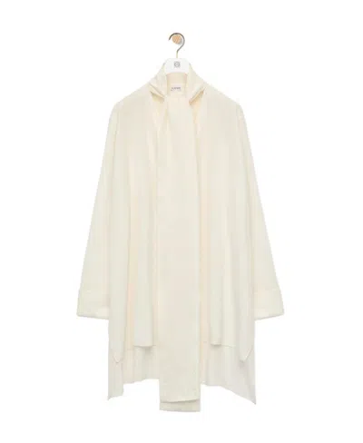 Loewe Tie-neck Silk Blouse In White