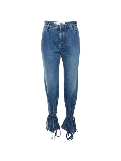 Pre-owned Loewe Tie-cuff Tapered Jeans In Blue