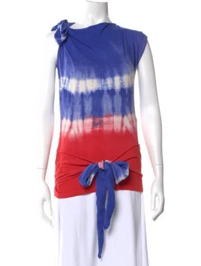 Pre-owned Loewe Tie-dye Print Asymmetrical Top In Blue