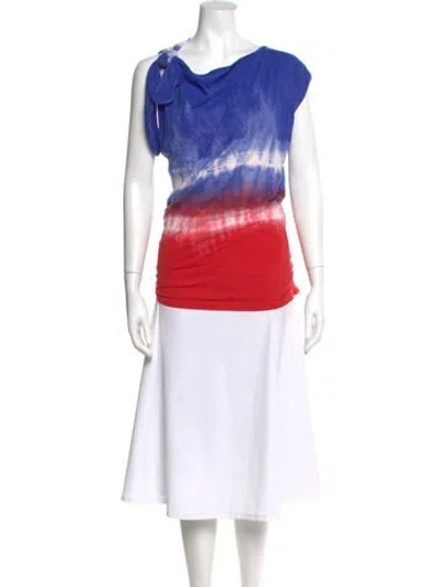 Pre-owned Loewe Tie-dye Print Asymmetrical Top In Blue