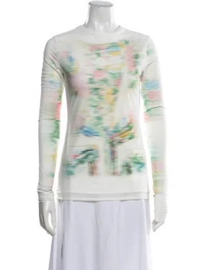 Pre-owned Loewe Tie-dye Print Crew Neck Top In White