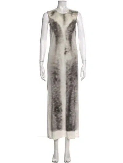 Pre-owned Loewe Tie-dye Print Long Dress In Gray