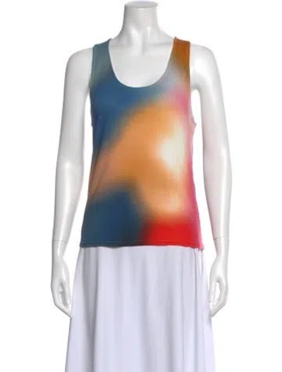 Pre-owned Loewe Tie-dye Print Scoop Neck Top In Pink