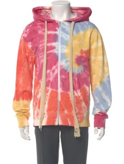 Pre-owned Loewe Tie-dye Print V-neck Hoodie In Pink