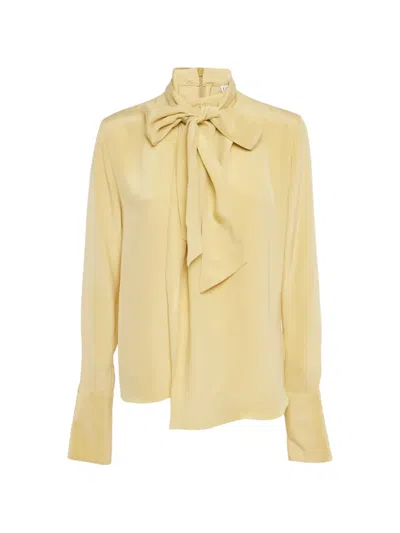 Pre-owned Loewe Tie-neck Silk Blouse In Yellow