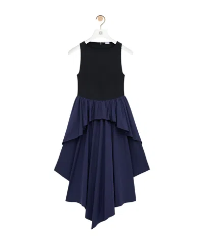 Loewe Tiered Asymmetric Dress In Blue
