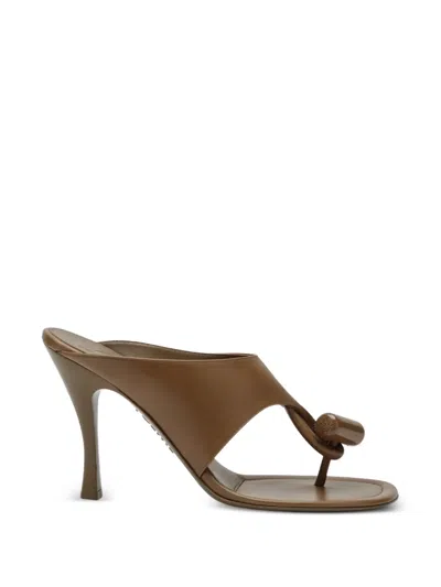 Loewe Toggle Sandal In Smooth Oak-colored Calf Leather In Multi
