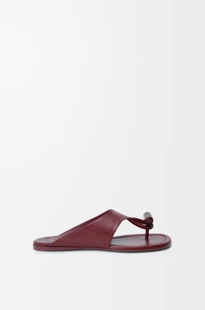 Loewe Toggle Flat Sandal In Shiny Smoot Calfskin In Burgundy