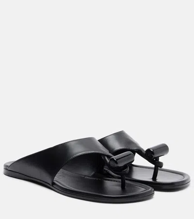 Loewe Toggle Leather Thong Sandals In Black
