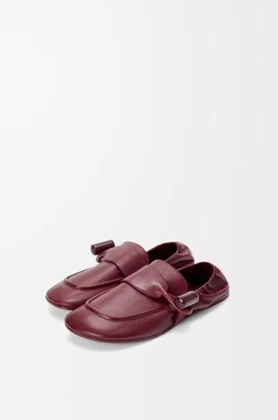 Loewe Toggle Loafer In Shiny Smooth Leather Skin Size:41 For Woman In Burgundy