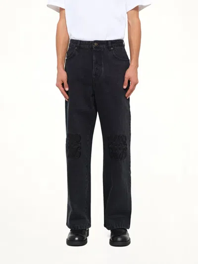 Loewe Tonal Anagram Baggy Jeans Af In Black