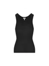 Loewe Anagram Embroidered Ribbed Silk-jersey Tank In Black
