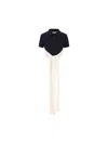 Loewe Colorblock Cropped Backless Wool Cashmere Polo Sweater With Self-tie In Black