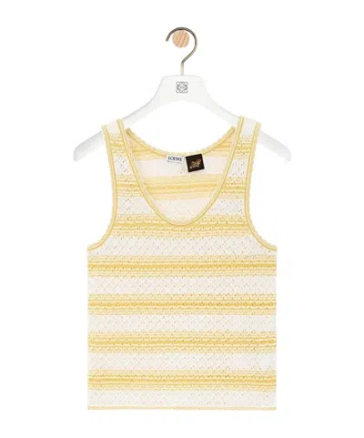 Loewe Striped Open-knit Tank Top In Yellow
