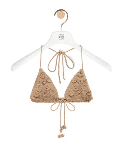 Loewe Top In Cotton Crochet In Brown