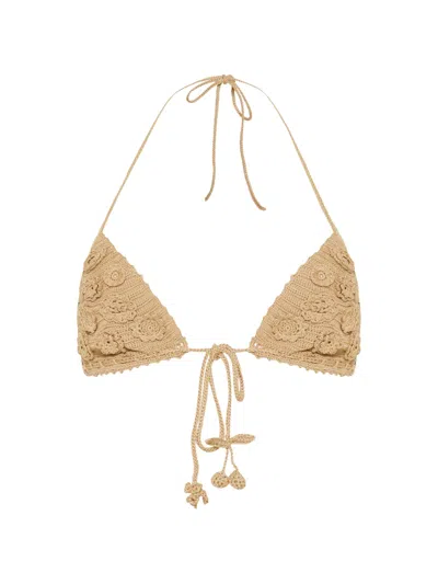 Loewe Top In Cotton Crochet In Neutral