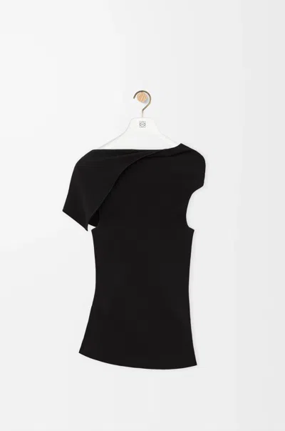 Loewe Viscose Blend Off-shoulder Tank Top In Black