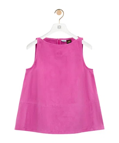 Loewe Top In Suede Goatskin In Pink