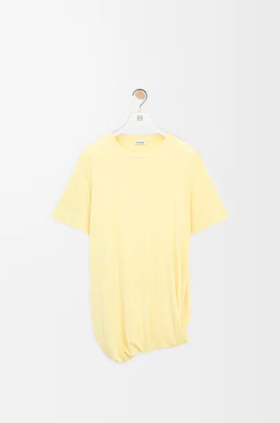 Loewe Embroidered Asymmetric Draped Jersey T-shirt In Yellow
