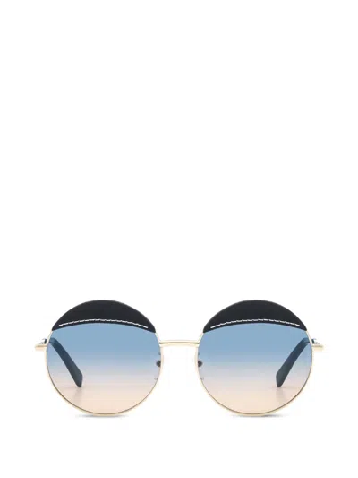 Loewe Topstitch-detail Round-frame Sunglasses In Black