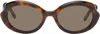 Loewe Slim Round Sunglasses In 52e Dark Havana / Br