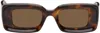 Loewe Tortoiseshell Rectangular Sunglasses In Dark Havana / Brown