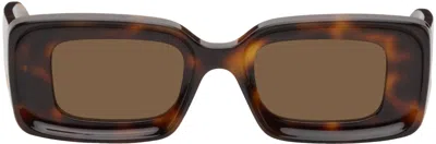 Loewe Tortoiseshell Rectangular Sunglasses In Dark Havana / Brown