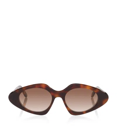 Loewe Tortoiseshell Triangle Slim Sunglasses In Brown